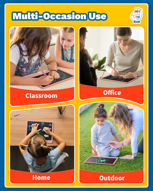TEKFUN 12in LCD Writing Tablet for Girls, Erasable Doodle Board with Stylus, Mess Free Coloring Travel Toys for 3-7