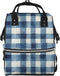 Qewfoju Dusty blue Gingham 3 Pattern Diaper Bag Backpack Multifunctional Baby Bags for
