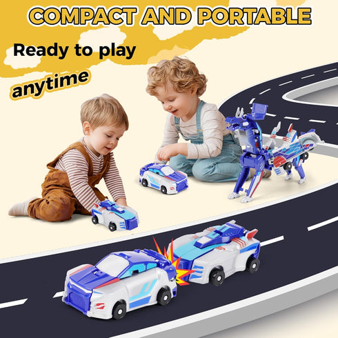 dahom Toy,2 Collision Transforming Dinosaur Car Magnetic Cars Transform into Dinosaur Toys for Kids,Boys,Girl,Toddler