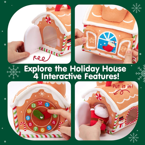 612 Set hahaland Baby Toy for Months Musical & Sensory Plush Toy with Gingerbread House, Santa, Reindeer & Rattles