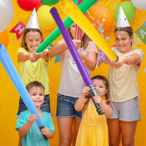 42 Pieces Inflatable Lightsabers, Costume Toys for Kids, Star Theme Birthday Party Supplies (6 Colors)