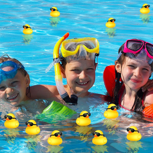 150 Pcs Yellow Mini Rubber Ducks in Bulk with Sunglasses, Christmas Duck Gifts for Baby Shower & Birthday Party