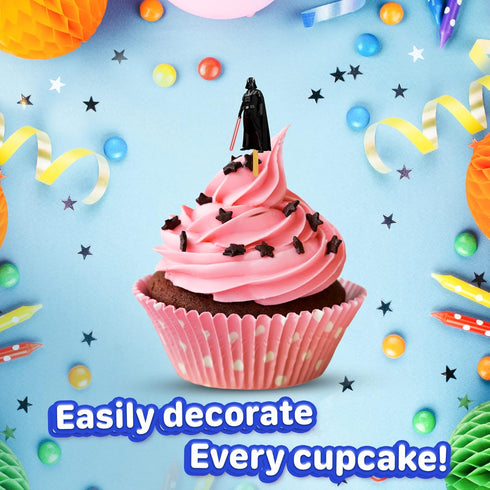 24x Galactic Space Cupcake Toppers, Durable Picks for Kids' Birthday Décor