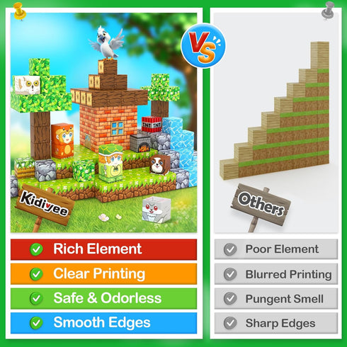 100PCS Set, 4-8, 3+ Magnetic Blocks - Build Mine Magnet World Forest STEM Building Toys for Kids Ages Classroom Must