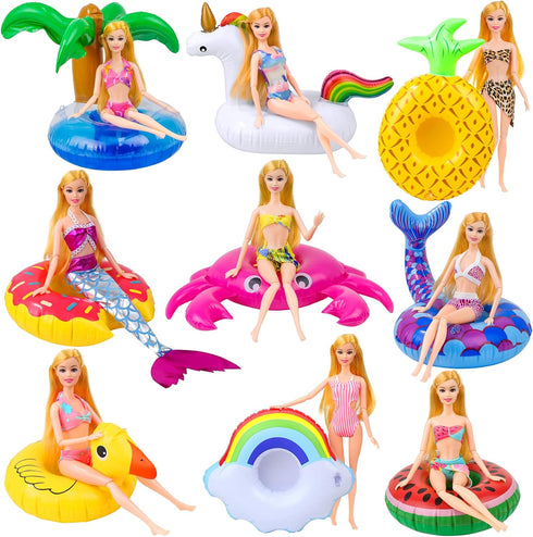 UNICORN ELEMENT 9 Pcs Cute 11.5 Inch Girl Doll Swim Accessories Set for Pool Toys