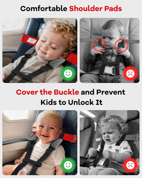Duythy Airplane Harness for Toddlers with Soft Shoulder Pad Child Airplane Safety Travel Harness for Kids Baby Travel