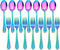 LIANYU 14-Piece Kids Silverware Set, Rainbow Toddler Utensils Flatware Set, Stainless Steel Child Cutlery Set