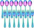 LIANYU 14-Piece Kids Silverware Set, Rainbow Toddler Utensils Flatware Set, Stainless Steel Child Cutlery Set