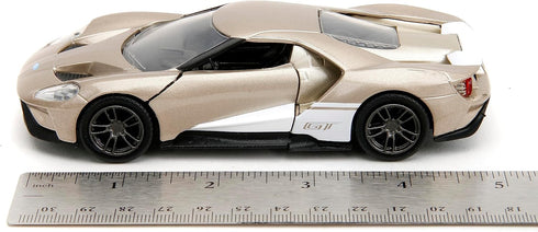 Pink Slips 1:32 W1 2017 Ford GT Die-Cast Car, Toys for Kids and Adults, Metallic Gold