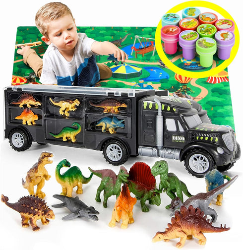 12 37 Set MOBIUS Toys Dinosaur Truck Carrier Large Transport Truck with Realistic Dino Figures for Kids Ages Durable