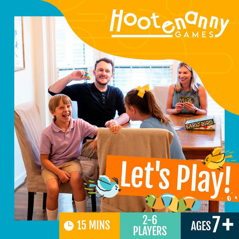2-6 7+ Hootenanny Games Early Bird for Family Game Night | Easy-to-Learn Speed Game with Out of Your Seat Challenges