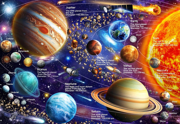 100 Piece Puzzles for Kids Ages 4-10, Solar System Educational Space Planet Puzzle Toys