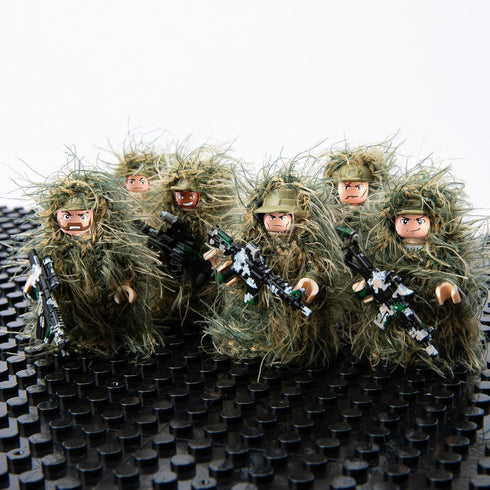 Military Camouflage Soldiers Figures, Action Minifigures in Jungle Fatigues with Weapons and Accessories Gift