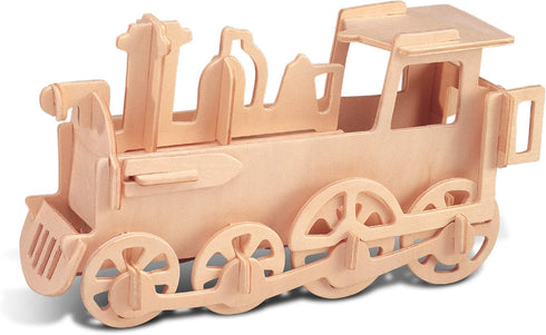 Puzzled 3D Puzzle Rolling Locomotive Train Wood Craft Model Kit, Fun & Educational DIY Wooden Toy, 30 Pieces Pack
