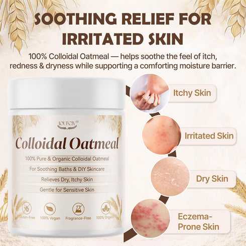 IOUFCIY 100% Colloidal Oatmeal, Pure Natural Colloidal Oatmeal Powder for Itchy-Feeling, Dry, Sensitive Skin, Ideal