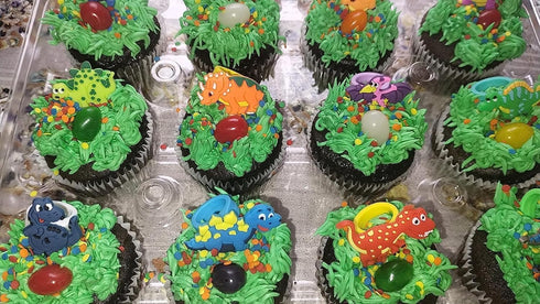 Finduat 24 Pcs Dinosaur Rubber Rings for Party Favors, Cupcake Topper for Dinosaur Party Supplies