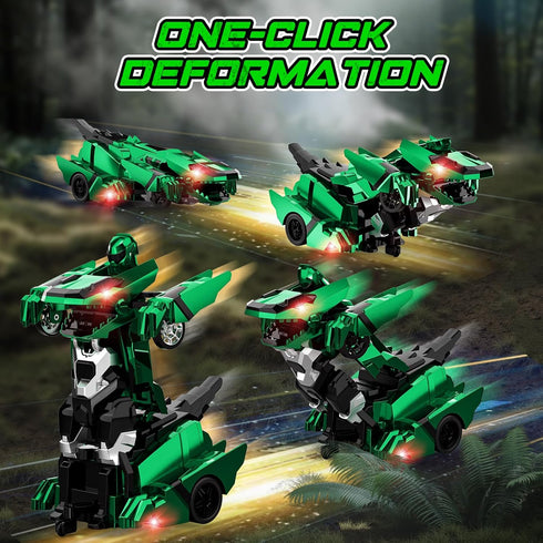 2.4Ghz 360 4-7 8-12 Kroyedfuw Dinosaur Transform Rc Cars, Remote Control Car Transforming Robot with Flashing Light
