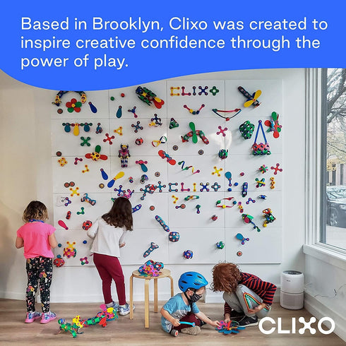 Pack 24-Piece Playset Clixo Window Travel - Fun Magnetic Toy for Kids - Suncatcher Kit with Prisms & Suction Cups