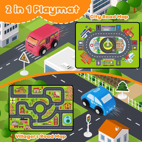 22 Set Toddler Car Toys, Toy Cars for Toddlers, Wooden Cars Toys for Toddler Boy, PCS Cars and Trucks Toy Vehicles