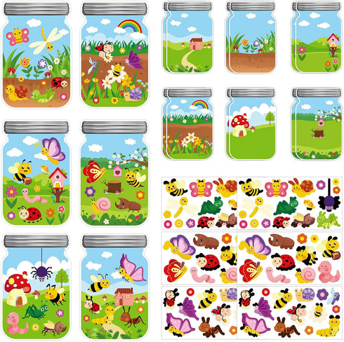 Hedeey 12 Packs Summer Insect Craft Kits, Make Your Own Bug Paper Craft