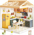 DIY Miniature Kitchen Dollhouse Kit with LED Light, Dust-Proof Door & Roof