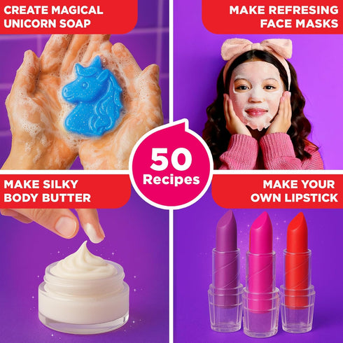 6-8-12 50 6-7-8-9+ Doctor Jupiter Glam DIY Craft, Make-Up Kit for Girls Ages | Lip Gloss, Bath Bomb, Perfume Making Kit