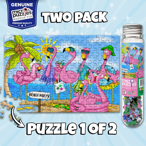 MicroPuzzles “Vacation Birds” 2-Pack, Collectors Edition 1, Mini Jigsaw Puzzles, 4 x 6 Inch, 150 Pieces, Twin Pack Mini Micro Small Portable Travel Puzzle
