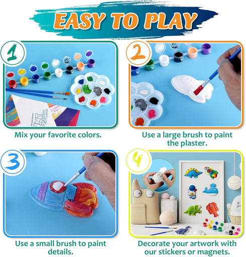 Set Juboury Kids Arts and Crafts Plaster Painting Craft Kit Art - Painting Your Own Space Dinosaurs & Marine Life
