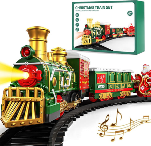 Novaluki Christmas Train Set for Kids, Electric Train Toy with Light and Sound,