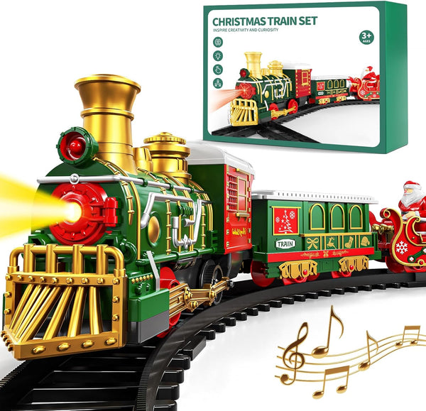 Novaluki Christmas Train Set for Kids, Electric Train Toy with Light and Sound,
