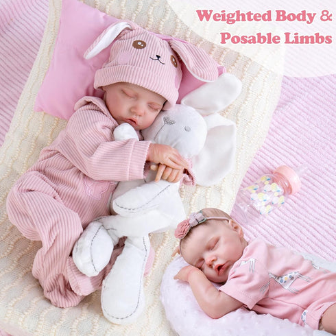 18'' Set 3+ Aori Reborn Baby Dolls Girl - Realistic Sleeping Newborn - Lifelike Hand-Painted Vinyl Baby Doll with Doll