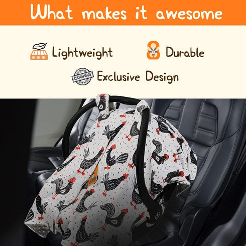 40"x30") Dear Baby Gear - Baby Car Seat Canopy - Infant Car Seats Covers - Carseat Canopies for Boys and Girls