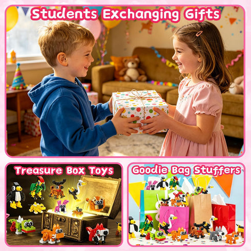 HLXGFCAI 20PCS Party Favors for Kids, Animal Building Blocks, Goodie Bag Stuffers, Classroom Prizes Bulk Toys Birthday
