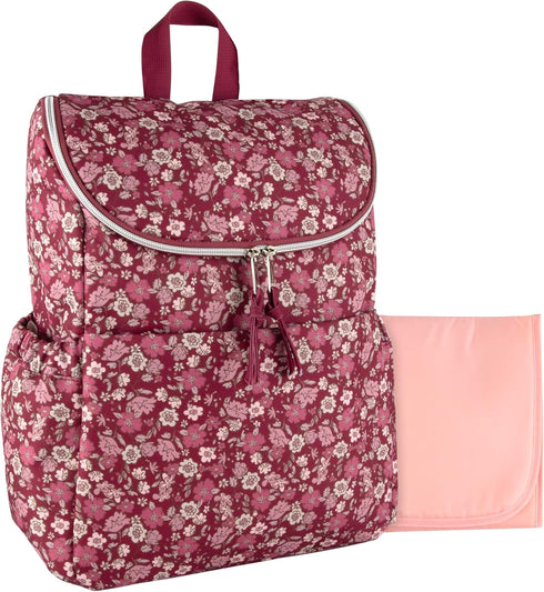 Multi-Function Floral Diaper Backpack and Travel Nappy Baby Bag with Changing Pad