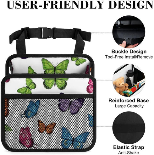 PPIKTC Spacious Hanging Auto Seat Organizer with Ventilated Mesh Pockets for Wet Wipes and Baby Supplies, Beautiful