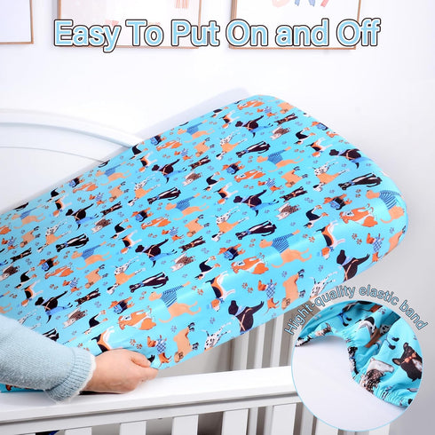 UOMNY Fitted Crib Sheet for Standard Crib and Toddler Mattresses, Baby Sheet, 1 Pack (Dog Toddler Sheet)