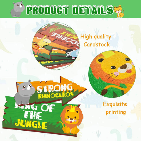 20 Pieces Safari Jungle Party Sign - Animal Signs Decorations for Kids Birthday, Welcome Signage