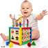 Play22 6 in-1 Counting Counting 8Pcs Wooden Activity Cube for Baby - Baby Activity Play Cube with Bead Maze, Shape