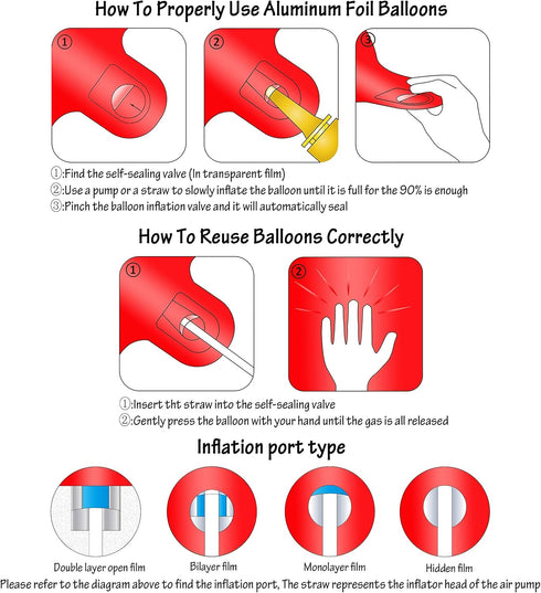 40 Inch Red Big Number 4 Birthday Party Decoration Foil Balloons for Anniversary, Wedding, Girls and Boys Digit 4
