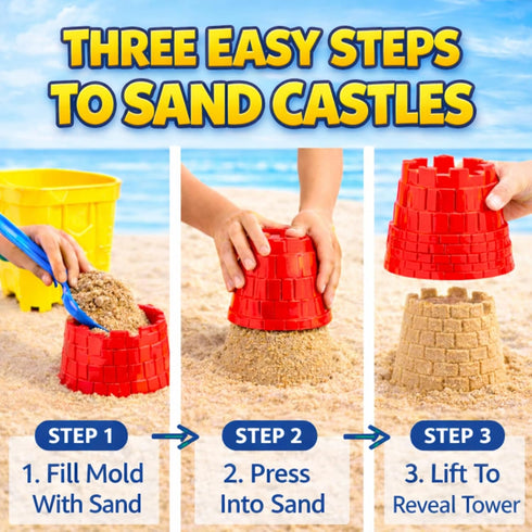 15-Piece Set Liberty Imports Sand Castle Building Kit - Ultimate Beach Toy with Large Bucket, Rake, Shovels, Molds