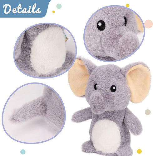 Talking Elephant Plush Toy - Hopearl Repeats What You Say Nodding Electric Interactive Buddy for Toddlers, Gray, 8''