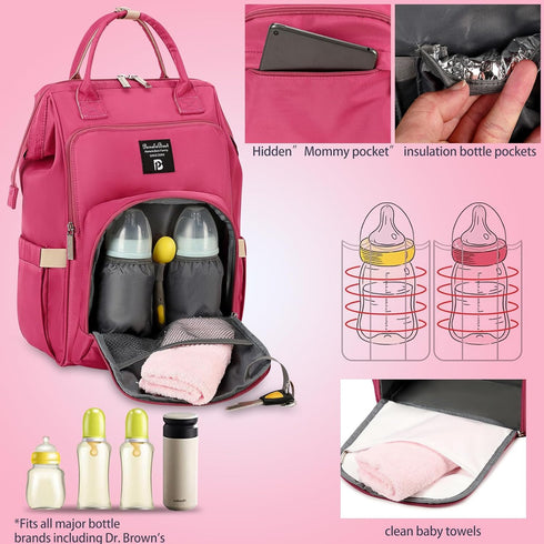 Backpack Pomelo Best Diaper Bag Stylish Waterproof Multifunctional Large Baby Bag with Changing Mat and Stroller Straps