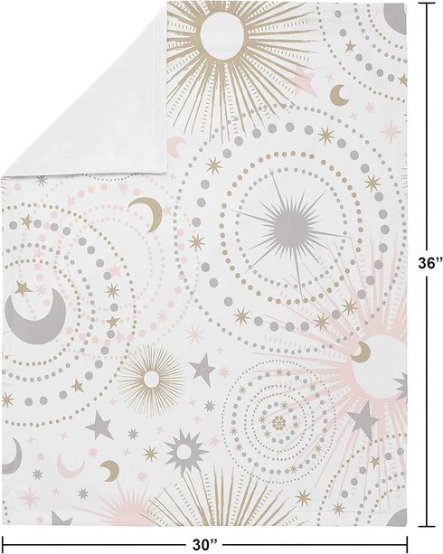 Sweet Jojo Designs Star and Moon Celestial Baby Girl Receiving Security Swaddle Blanket for Newborn or Toddler Nursery