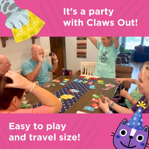 Claws Out Fun Card Game - Hilarious, Fast and Fun Card Game for Adults, Teens and Kids, Wildly Fun Cat Games for Kids