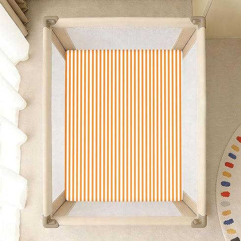 CZXW 52" 28" Stripes Orange White Crib Sheets Fitted x Natural Cotton Soft & Breathable for Baby Crib Mattress