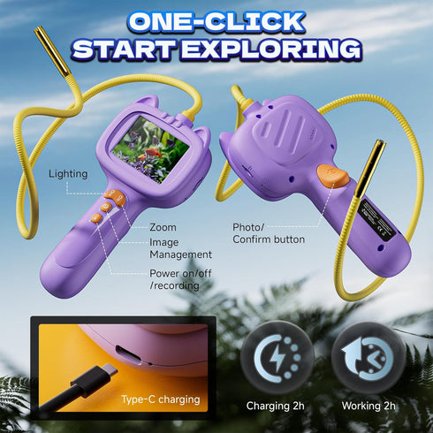 laaguu 3+ Borescope Snake Camera with Light for KidsSTEM Endoscope Educational Toy KitOutdoor Camping Nature Science