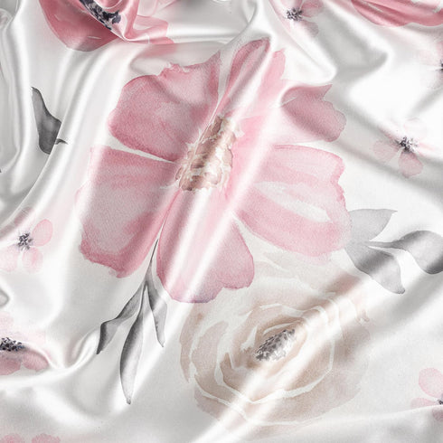Sweet Jojo Designs Satin Fitted Baby Crib Sheets (Pink/Grey Boho Floral) for Girls, Infant, Nursery, Toddler Room