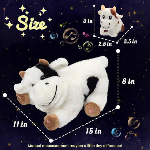 Hopearl LED Musical Stuffed Cow Playset, Singing Plush Toy with 3 Baby Cows, Adjustable Volume Lullaby.