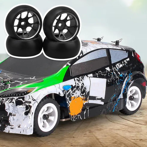 4pcs 25x11MM RC 1:28 Drift Tires, Black Mesh Wheel Hub Replacement for WL 1/28 K969 K989 P929 Upgrade Parts