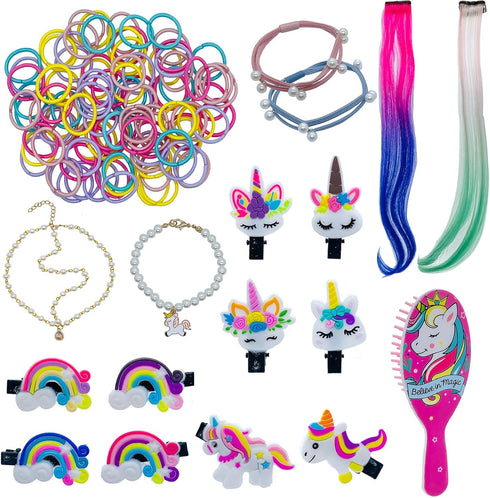18 inch Doll Hair Accessories - American OG Girl Doll Hair Brush, Rainbow Unicorn Kit, Styling Head for Girls Gifts